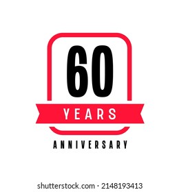60 years anniversary vector icon, logo. Graphic design element with number and text composition for 60th anniversary. Suitable for card or packaging