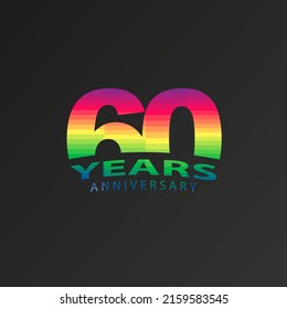 Icono vectorial de 60 años, logotipo. Elemento de diseño gráfico con número y colores brillantes para el 60º aniversario