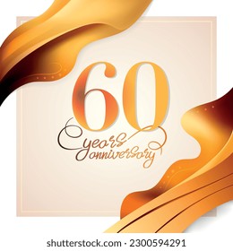 Icono vectorial de 60 años, logotipo. Diseño elegante aislado con letras y número para la tarjeta de cumpleaños número 60 o símbolo
