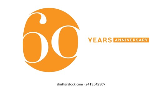 Icono vectorial de 60 años, logotipo. Diseño elegante aislado con número para la tarjeta de cumpleaños número 60 o símbolo