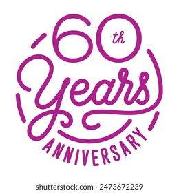 60 years anniversary vector icon, symbol, logo. Graphic background or card with modern lettering for 60th anniversary birthday celebration