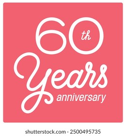 60 years anniversary vector icon, logo. Isolated graphic design with lettering and number for 60th anniversary birthday card or symbol