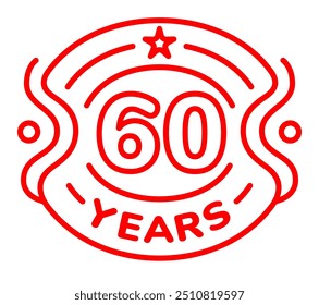 60 anos aniversário vetor ícone, logotipo. Design isolado de arte de linha com número para cartão de aniversário de 60 anos ou símbolo