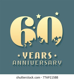 60 years anniversary vector icon, symbol, logo. Graphic design element for 60th anniversary birthday card 