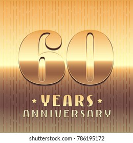 60 years anniversary vector icon,   symbol. Graphic design element or logo with golden metal number for 60th anniversary 