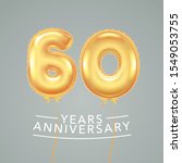 60 years anniversary vector logo, icon. Template banner with romantic air hot balloon for 60th anniversary greeting card 