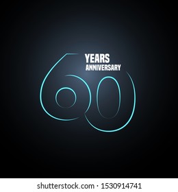 60 years anniversary vector logo, icon. Graphic design element with neon number for 60th anniversary 