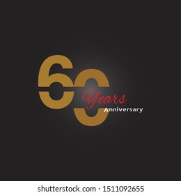 60 years anniversary vector, style for celebration, logo template