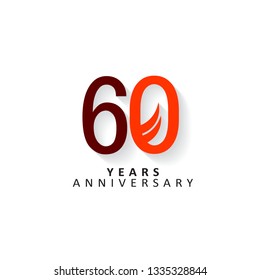 60 Years Anniversary Vector Template Design Illustration, flat design with shadows