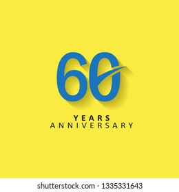 60 Years Anniversary Vector Template Design Illustration, flat design with shadows