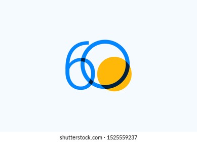 60 years anniversary vector template. Design for celebration, greeting cards or print.