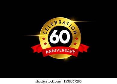 60 years anniversary vector template. Design for celebration, greeting cards or print.