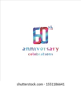 60 years anniversary vector template. Design for celebration, greeting cards or print.