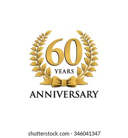 60 Years Anniversary Wreath Ribbon Logo 