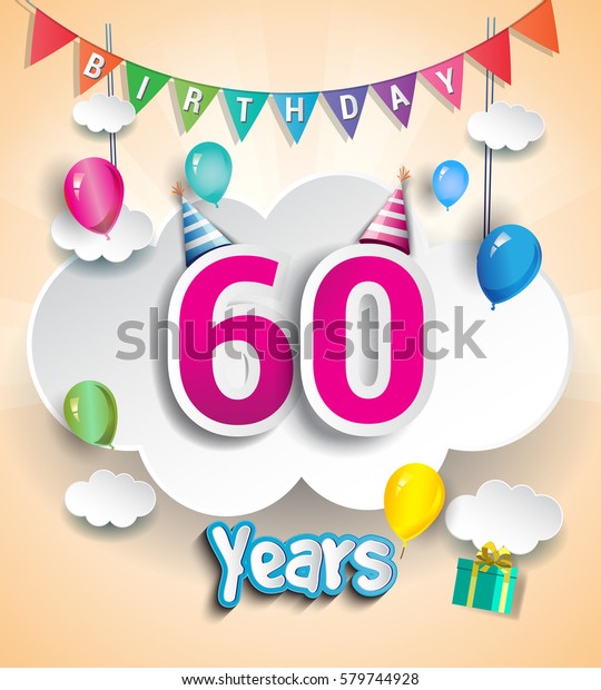 60 Years Birthday Design Greeting Cards Stock Vector (Royalty Free ...