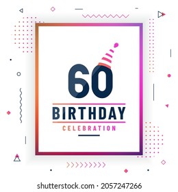 60 years birthday greetings card, 60 birthday celebration background colorful free vector.