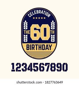 60 Years birthday Template Design illustration, set 1, 2, 3, 4, 5, 6, 7, 8, 9, 0