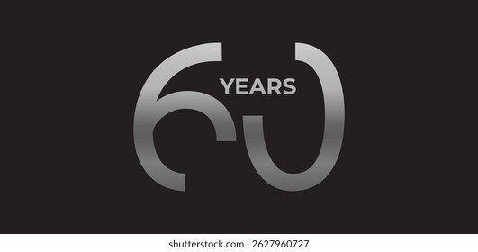 marca de marco de 60 anos, logotipo de aniversário em metal gradiente, evoca legado, força, excelência. Design moderno de eventos, celebrações do legado da marca, herança institucional. Ilustração vetorial.