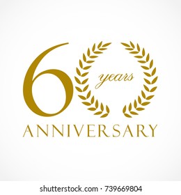 60 years old luxurious logotype. Congratulating 60th, 