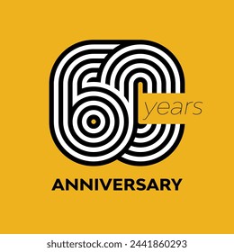 60 years retro anniversary vector template template template design illustration