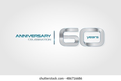 60 years silver anniversary celebration logo, isolated on dark white background