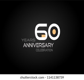 60 years simple black background with elegance white anniversary and orange, pink color accent