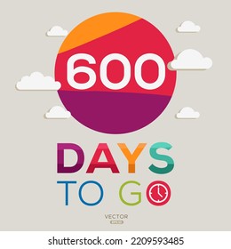 600 Days Countdown left, vector illustration.