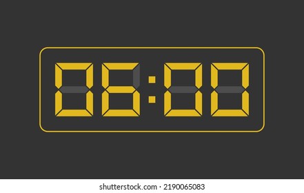 6:00, Digital clock number. Vector illustration.
