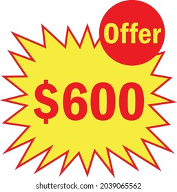 600 dollar - price symbol offer $600, $ ballot vector for offer and sale