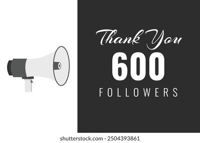 600  followers celebration. Thank you 600 followers congratulation template banner. banner for social 600 friends and followers. celebrate subscribers and followers.
