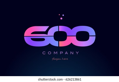 600 pink blue purple number digit numeral dots creative company logo vector icon design template