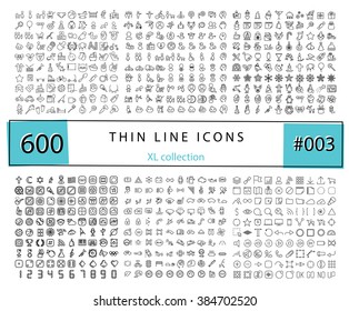 600 Vector thin line icons set for infographics, mobile UX/UI kit and print design