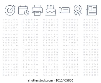 600 vector thin line mini icons set. Thin line simple outline icons. Pixel Perfect. Editable stroke.