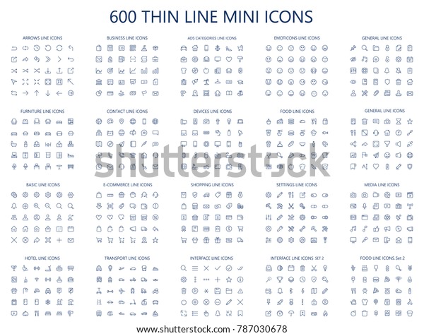600 vector\
thin line mini icons set. Thin line simple outline icons, 24x24px\
grid. Pixel Perfect. Editable\
stroke.