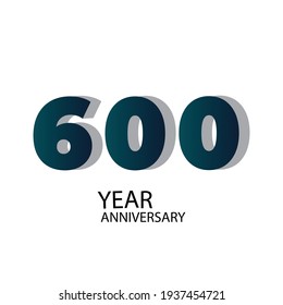 600 Year Anniversary Vector Template Design Illustration Blue Elegant White Background