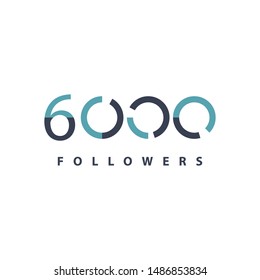 6000 Followers design template. Vector illustration