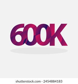 600K number abstract template vector illustration, six thousand number template
