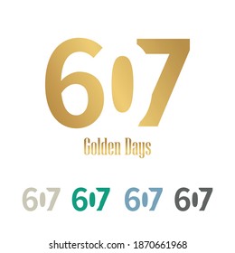 607  number golden logo vector, 607 illustration icon design