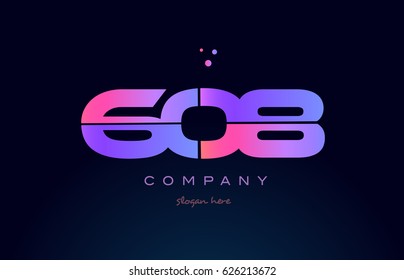 608 pink blue purple number digit numeral dots creative company logo vector icon design template