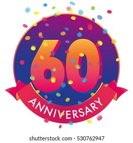 60ht anniversary confetti vector template