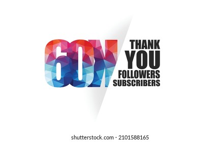 60K, 60.000 followers, subscribers design for internet, social media, anniversary and celebration achievement-vector