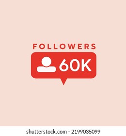 60K Follower Social Media Icon Vector Thank You