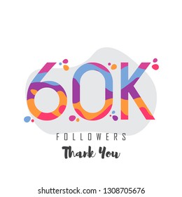 60k followers thank you design. Vector illustration eps 10