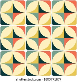 60's and 70's retro vector seamless pattern, vintage style mid-century modern tiled design with geometric motif. Simple minimalist wallpaper of textile background inspired by retro abstract patterns
