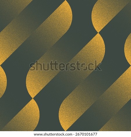 60s 70s vintage styled bold seamless pattern vector abstract background in yellow green hues. Half tone art illustration for fashionable textile print or home decor. Endless abstraction for wallpaper