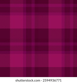 60s check fabric tartan, book vector textile pattern. Retro seamless plaid background texture in pink and dark colors palette.