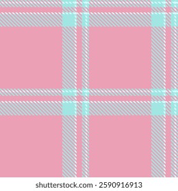 60s fabric pattern check, official tartan textile vector. Classical texture seamless background plaid in red and teal colors palette.