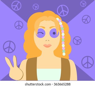 60's female hippie peace symbols