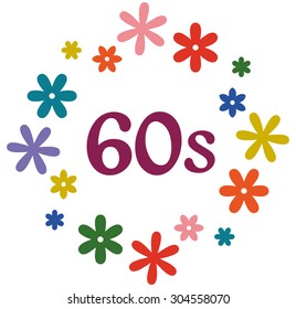 60s Flower Power Retro Style Design Illustration