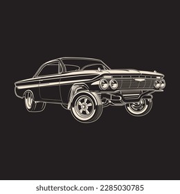 60s Gasser Car Vintage Vector